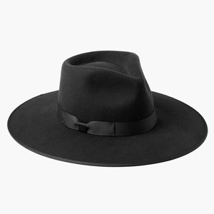 Urban Outfitters UO Flat Brim Felt Fedora Black
